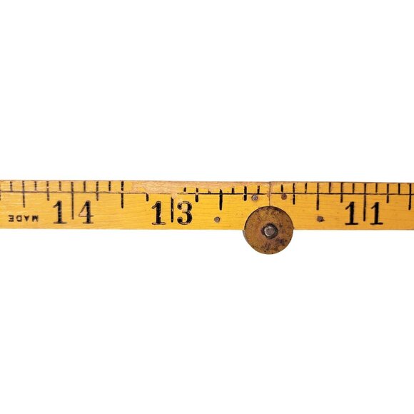 Vintage Wood Folding Ruler Brass 24 inch Carpenter Collectible Compact USA Made - Picture 5 of 7